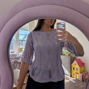 Y2K Lavender Knit Women's Sweater Size Small